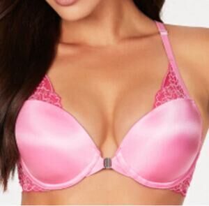 NWT! Frederick's of Hollywood Exxtreme Cleavage Pink Lace Bra 34DD